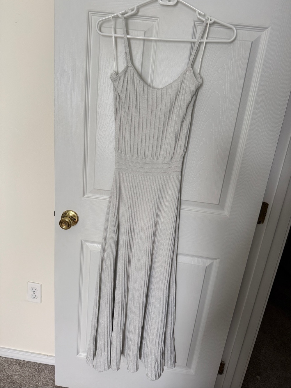 Baltic Born Adair Knit Ribbed Midi Dress in Light Gray